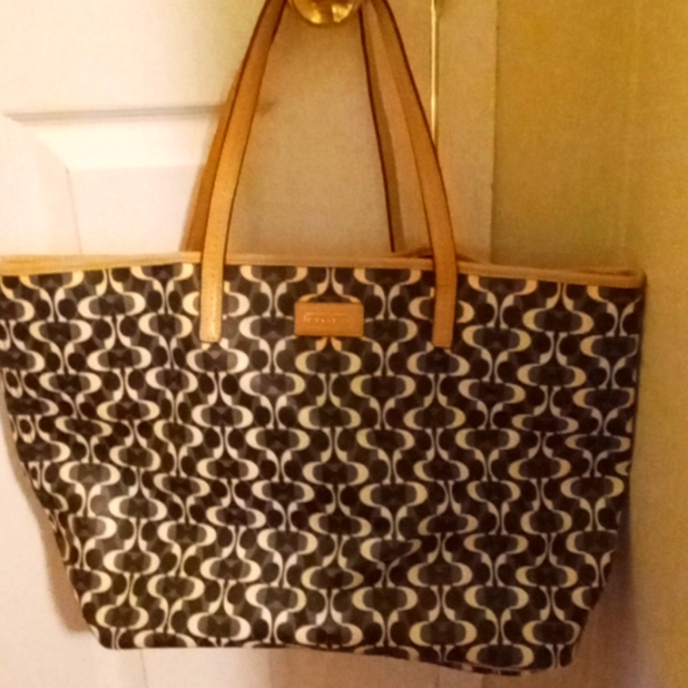 Coach black, white, tan, large